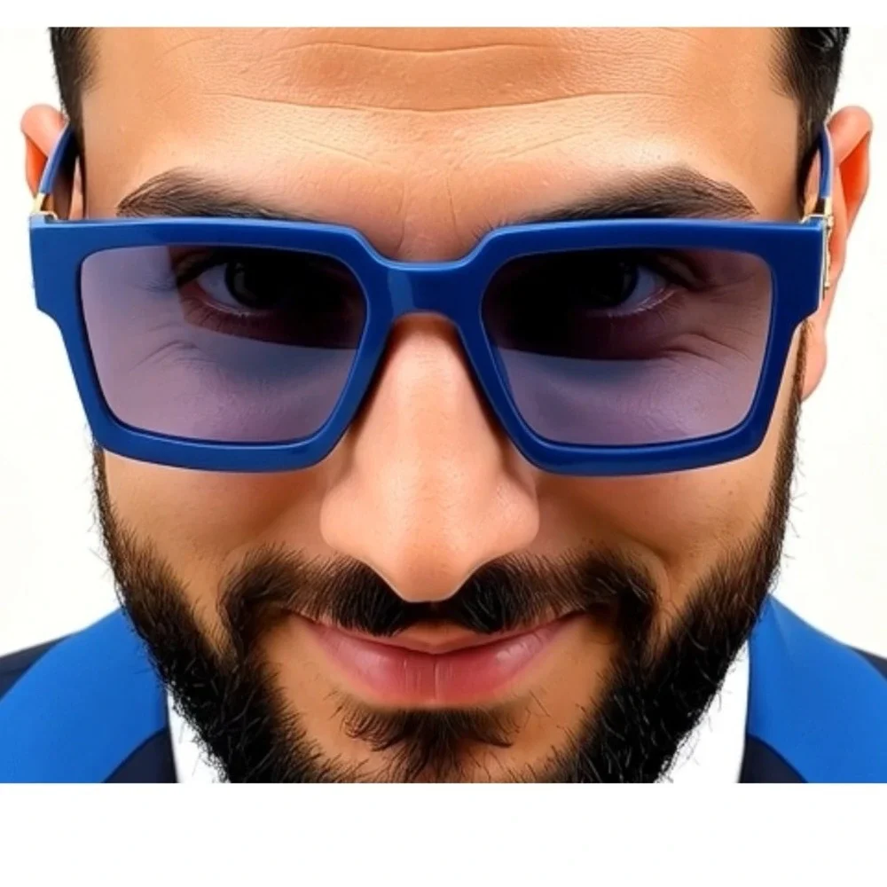 Square Sunglasses‎ Blue Lens Frame Driving Retro UV400 Protection Lentes Gafas